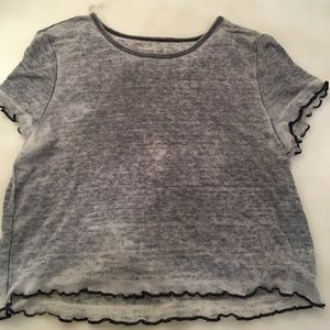 Grey American Eagle Lettuce-Edge Top